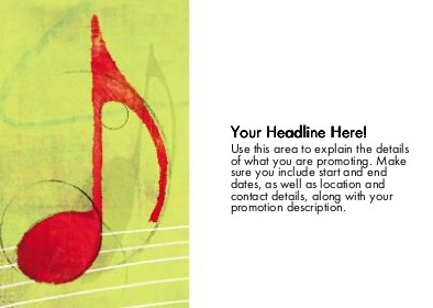 Red Musical Note Full Colour Standard Sized Postcards