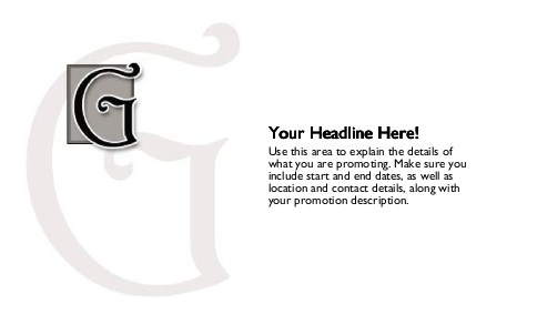 Italic Monogram G Full Colour Oversized Postcards