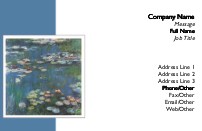 Water Lilies Recycled Business Cards