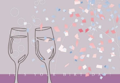 Confetti and Glasses Birthday Cards