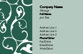 Scrolling Flowers-Dark Green Recycled Business Cards