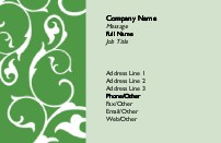 Scrolling Flowers-Light Green Recycled Business Cards
