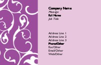Scrolling Flowers-Light Purple Recycled Business Cards