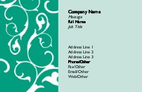 Scrolling Flowers-Teal Recycled Business Cards