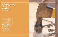 Close-Up of a Hammer and Nails Full Colour Business Cards