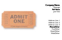 Admit One Ticket Full Colour Business Cards