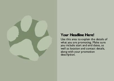 Green Pet Paw Full Colour Standard Sized Postcards