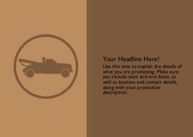 Brown Breakdown Truck Full Colour Standard Sized Postcards