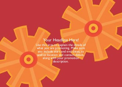 Orange Gears Full Colour Standard Sized Postcards