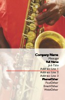 Saxophone Full Colour Business Cards