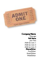 Admit One Ticket Full Colour Business Cards
