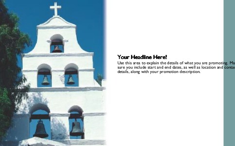 Spanish Church with Bells Full Colour Oversized Postcards
