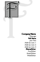 Italic Monogram F Full Colour Business Cards