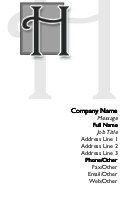 Italic Monogram H Full Colour Business Cards