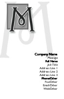 Italic Monogram M Full Colour Business Cards