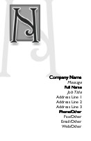 Italic Monogram N Full Colour Business Cards