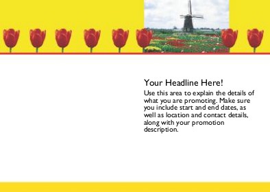 Windmill and Tulips Full Colour Standard Sized Postcards