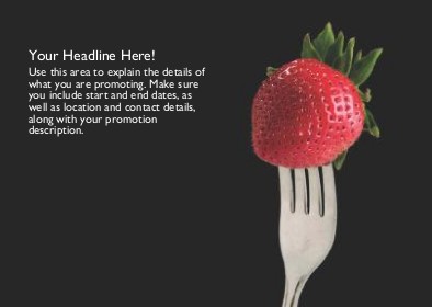 Strawberry on a Fork Full Colour Standard Sized Postcards
