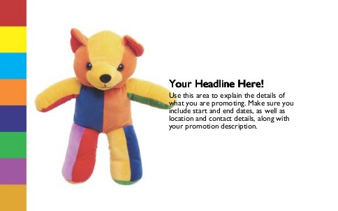 Tri-Coloured Teddy Bear Full Colour Oversized Postcards