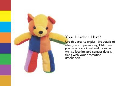 Tri-Coloured Teddy Bear Full Colour Standard Sized Postcards
