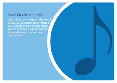 Blue Music Full Colour Standard Sized Postcards