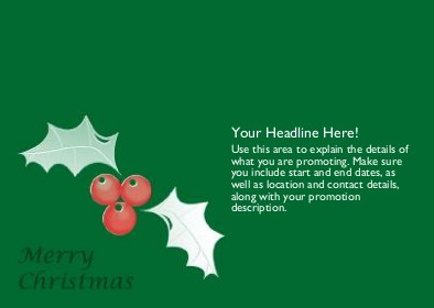 Green Holly and Berries Full Colour Standard Sized Postcards