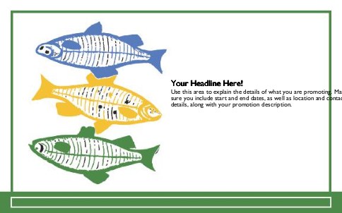 Fish Folk Art Full Colour Oversized Postcards