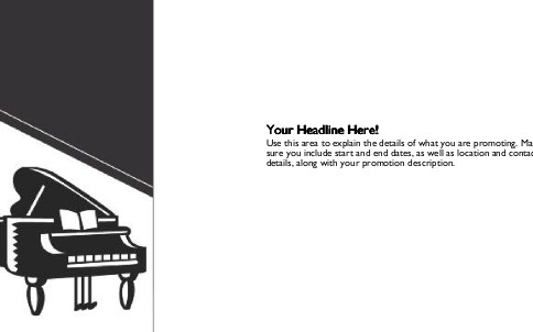 Black Grand Piano Full Colour Oversized Postcards