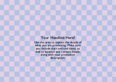 Pink and Blue Chequers Full Colour Standard Sized Postcards