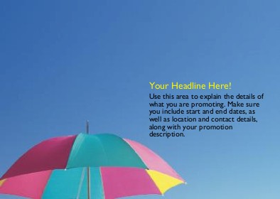 Colourful Beach Umbrella Full Colour Standard Sized Postcards