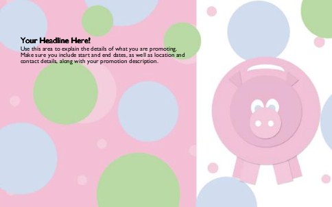 Polka Dot Piggy Bank Full Colour Oversized Postcards