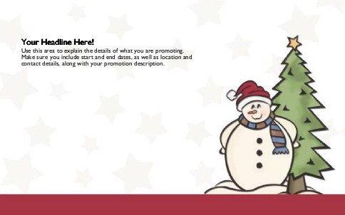Snowman with Tree Full Colour Oversized Postcards