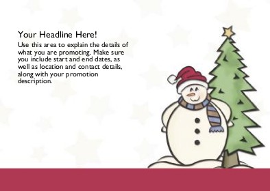 Snowman with Tree Full Colour Standard Sized Postcards