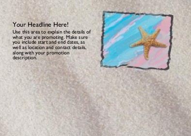 Starfish in the Sand Full Colour Standard Sized Postcards
