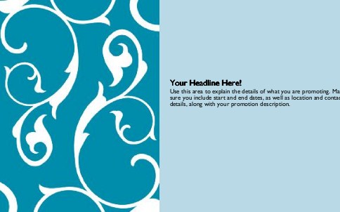 Scrolling Flowers-Blue Full Colour Oversized Postcards