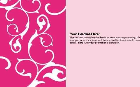 Scrolling Flowers Blush Full Colour Oversized Postcards