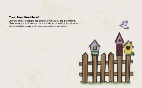Bird Houses on Fence Full Colour Oversized Postcards