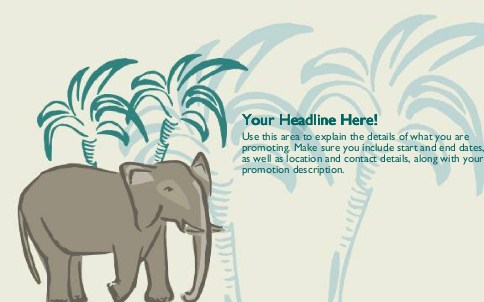 Elephant and Palm Tree Full Colour Oversized Postcards