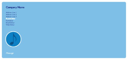 Blue Music Full Colour Compliment Slips