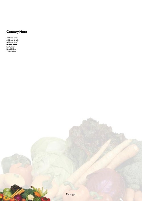 Fresh Vegetables A4 Letterhead