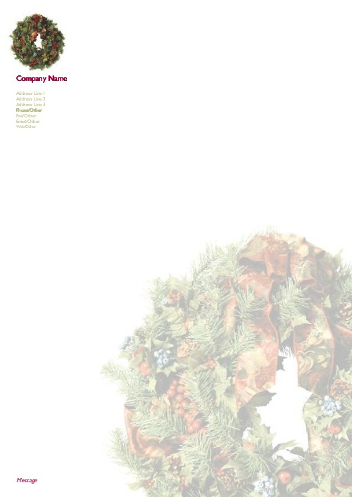 Christmas Wreath Christmas Letterhead - Personalised