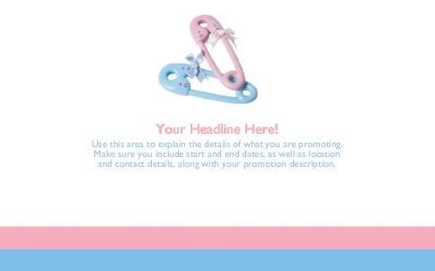 Blue and Pink Nappy Pins Full Colour Oversized Postcards