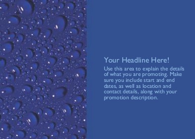 Blue Water Drops Full Colour Standard Sized Postcards