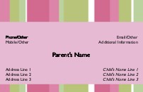 Pink and Moss Stripes Full Colour Mummy Contact Cards