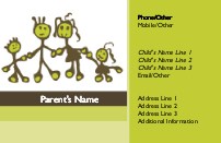 Contemporary Squiggly Family Full Colour Mummy Contact Cards
