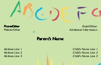 Finger Paint Alphabet Full Colour Mummy Contact Cards