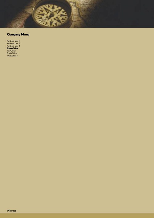 Compass on Geographic Map A4 Letterhead