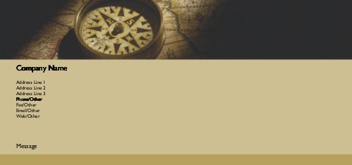 Compass on Geographic Map Full Colour Compliment Slips