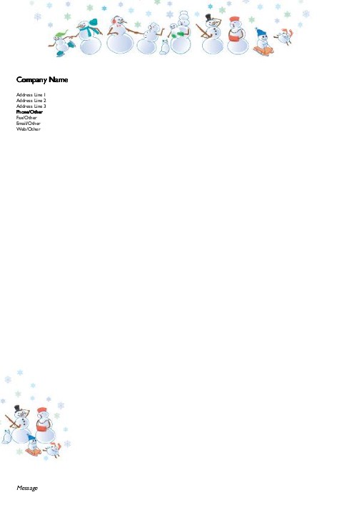 Snowman and Family Christmas Letterhead - Personalised