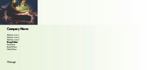 Green Frog Full Colour Compliment Slips